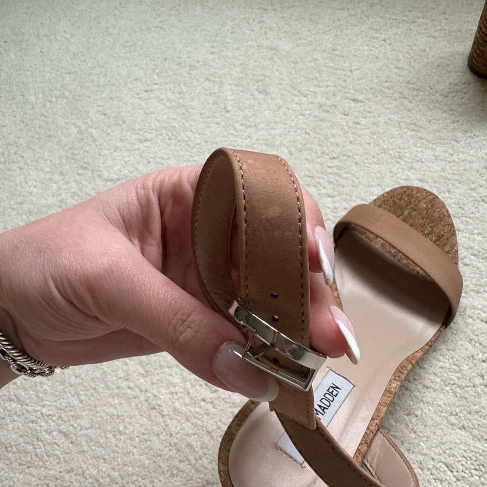 Steve Madden Two Strap Tan “Cork” Heeled Sandal- Size 11 - Picture 15 of 16